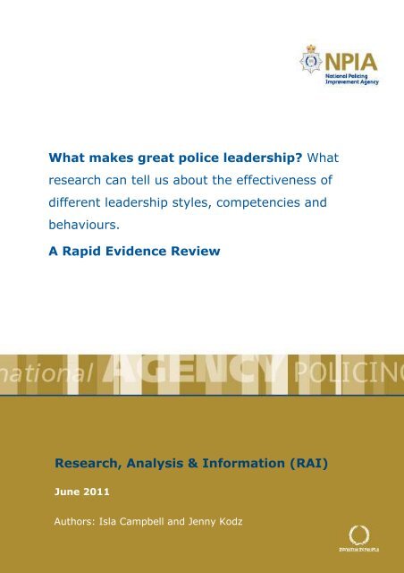 What makes great police leadership? - College of Policing
