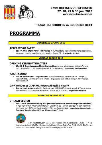 PROGRAMMA - Reetse Dorpsfeesten