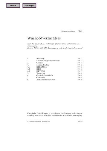 Wasgoedverzachters - Chemische Feitelijkheden