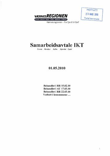 Samarbeidsavtale IKT Frosta, Meråker, Selbu, Stjørdal og Tydal