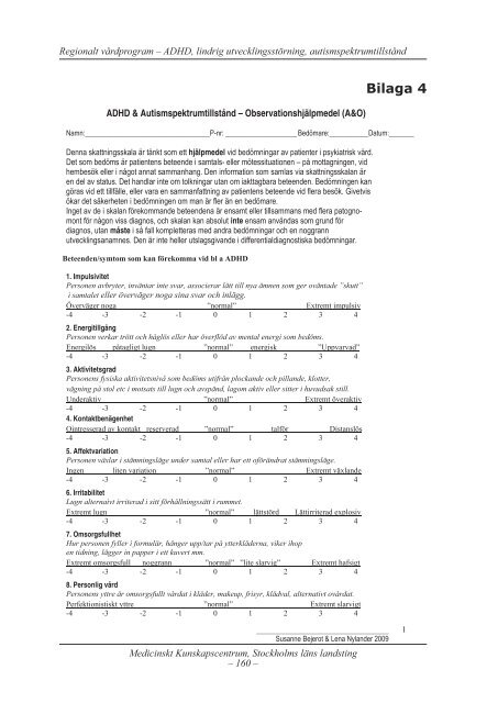 ADHD & Autismspektrumtillstånd – Observationshjälpmedel ... - Viss