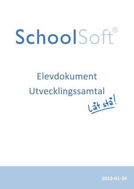 Elevdokument Utvecklingssamtal Schoolsoft