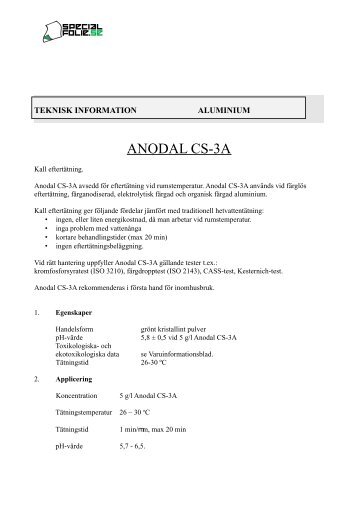 Anodal CS-3A.CDR - Schweiziska Anilinkompaniet AB