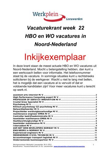 HBOWO Vacaturekrant 22 - Gemeente Leeuwarden