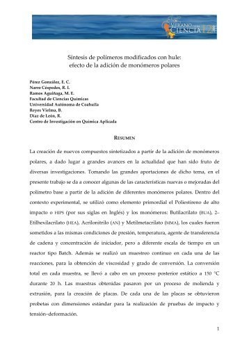 sintesis de polímeros modificados con hule - Veranos de ...