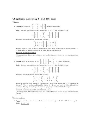 Obligatorisk innlevering 3 - MA 109, Fasit