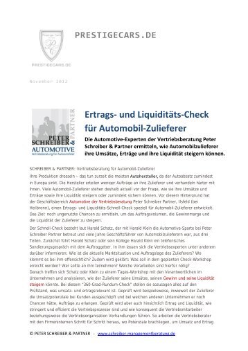 Ertrags- und Liquiditäts-Check für Automobil-Zulieferer