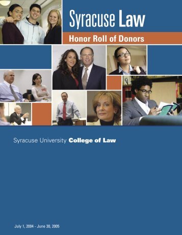 Honor Roll of Donors - Syracuse University College of Law