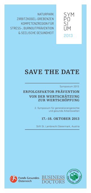 SAVE THE DATE: SYMPOSIUM ST. LAMBRECHT 2013