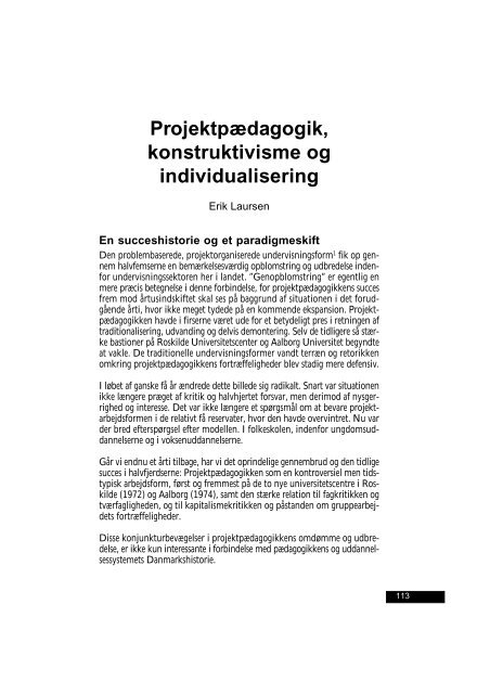 Projektpædagogik, konstruktivisme og individualisering