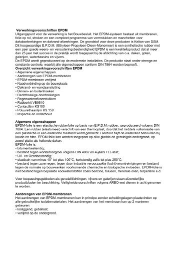 Verwerkingsvoorschriften EPDM