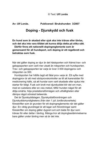 Doping - Djurskydd och fusk