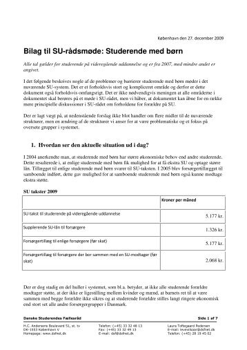 Bilag til SU-rådsmøde: Studerende med børn - SU-rådet