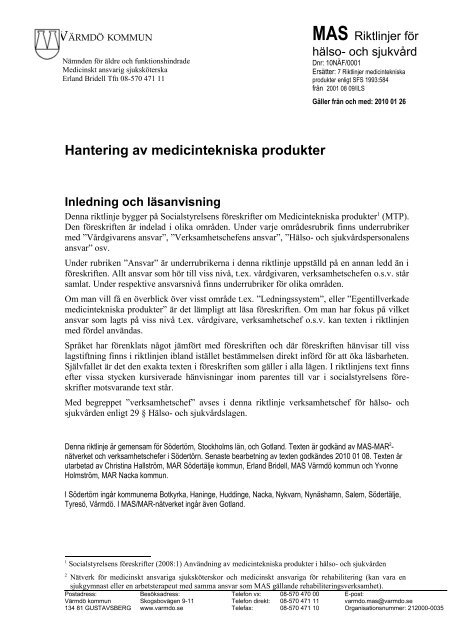 13-Medicintekniska produkter Riktlinje MTP 10 01 26 EB.pdf - Värmdö
