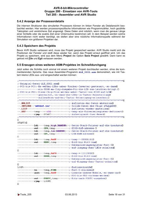 Assembler und AVR Studio