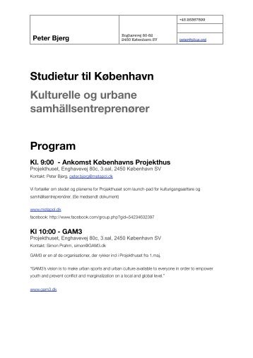 Studietur til København Kulturelle og urbane samhällsentreprenører ...