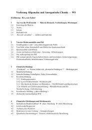 Vorlesung Allgemeine und Anorganische Chemie – WS