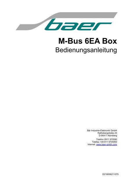 M-Bus 6EA Box - Baer Gmbh