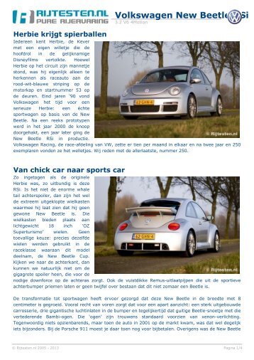 Rijtesten.nl: test Volkswagen New Beetle RSi