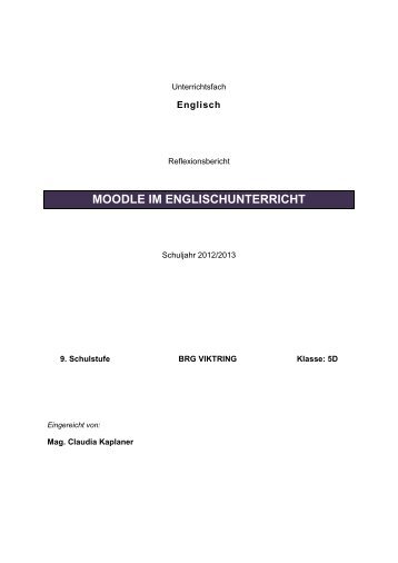 MOODLE IM ENGLISCHUNTERRICHT - Moodle 2