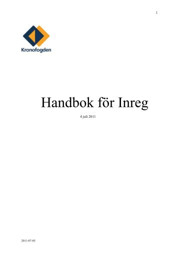 Handbok för Inreg - Kronofogden
