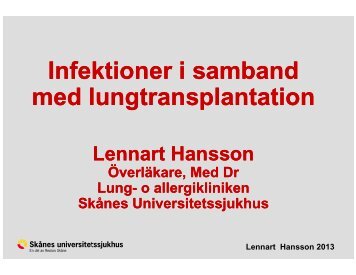 Infektioner i samband med lungtransplantation - Svenska ...