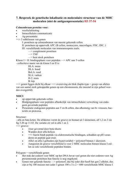 3e kan immunologie samenvatting - Diergeneeskundige Studenten ...