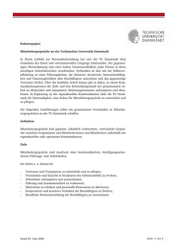 Rahmenpapier - Personalrat - Technische Universität Darmstadt