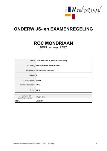 Oer 2012_91080_BVMT_Monteur Mechatronica_2 - ROC Mondriaan