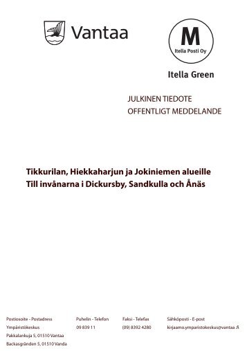 Grönbergin lyijysulaton ympäristön kunnostus ... - Vantaan kaupunki