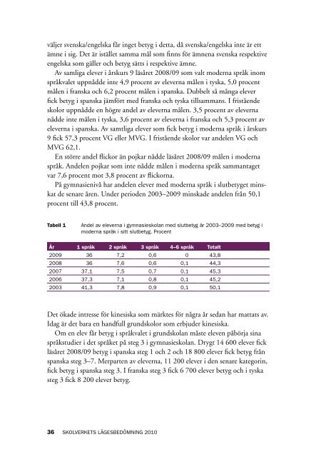 Skolverkets lägesbedömning 2010 - Lärarnas Riksförbund