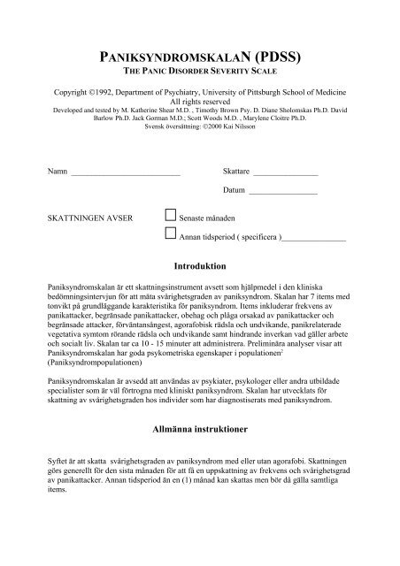 Pdss Questionare PDSS-SR - Viss