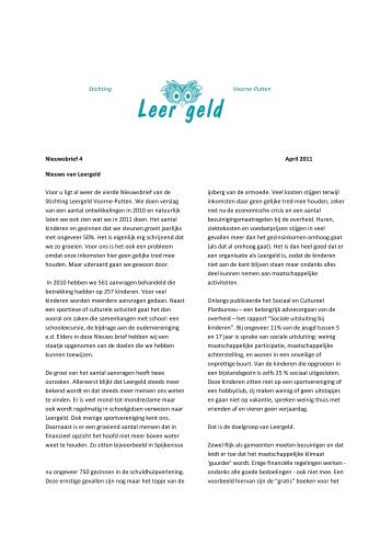 Nieuwsbrief 4B, 18-04-2011-1 - Stichting Leergeld