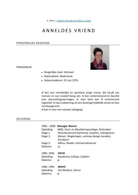 Trekken vooroordeel wasserette Download mijn CV - Werken in wonen