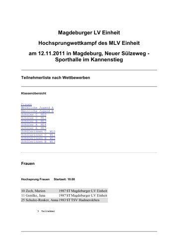 Magdeburger LV Einheit Hochsprungwettkampf ... - MLV Einheit eV