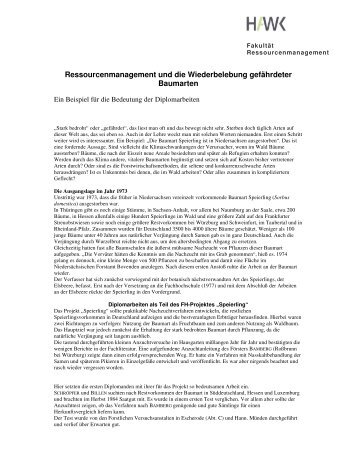 Ressourcenmanagement und die Wiederbelebung ... - HAWK