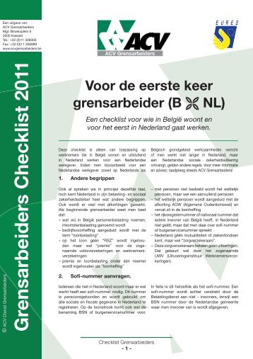 Grensarbeiders Checklist 2011 - ACV