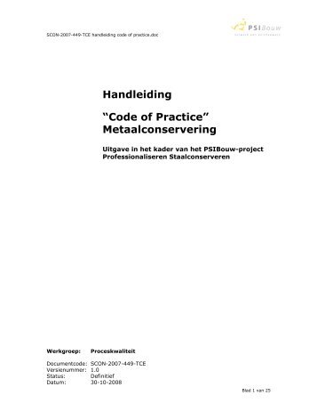 Handleiding “Code of Practice” Metaalconservering - Staalplaza