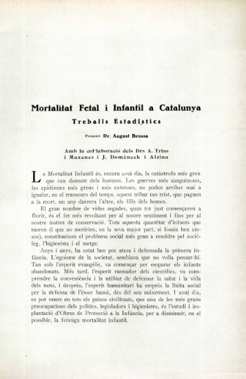 Mortalitat fetal i infantil a Catalunya (treballs estadístics)