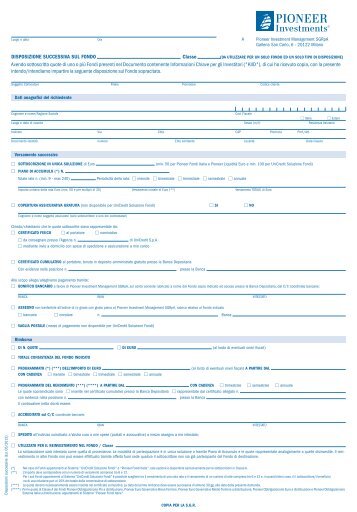 Modulo disposizioni successive - Pioneer Investments