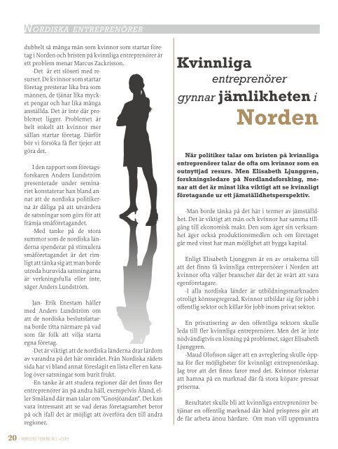 Nordens Tidning nr 1 2009 - Föreningen Norden