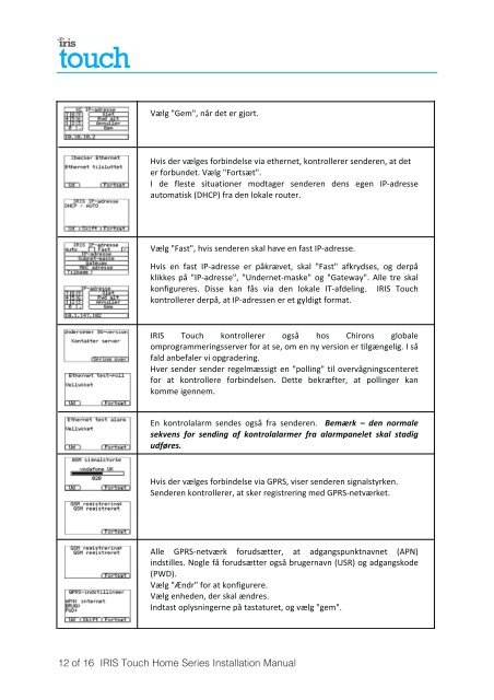 IRIS Touch Home Installation Manual - Chiron Security ...