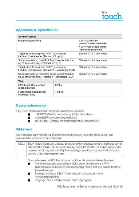 IRIS Touch Home Installation Manual - Chiron Security ...