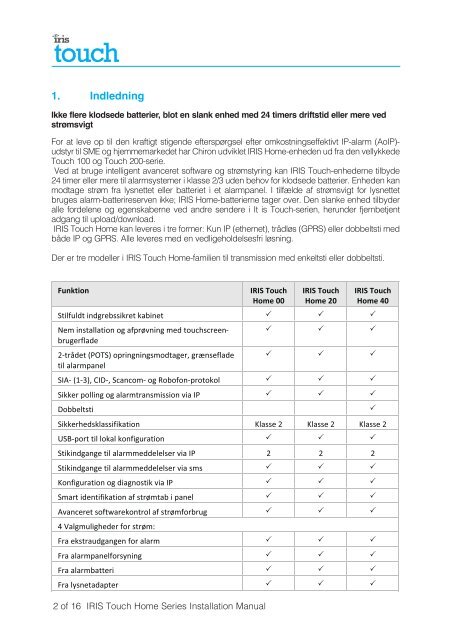 IRIS Touch Home Installation Manual - Chiron Security ...