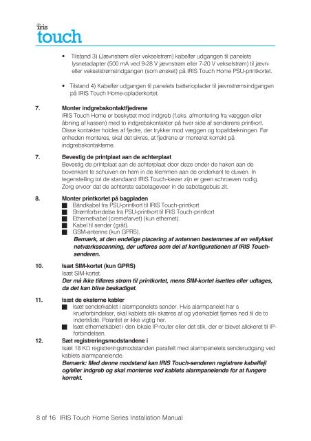 IRIS Touch Home Installation Manual - Chiron Security ...