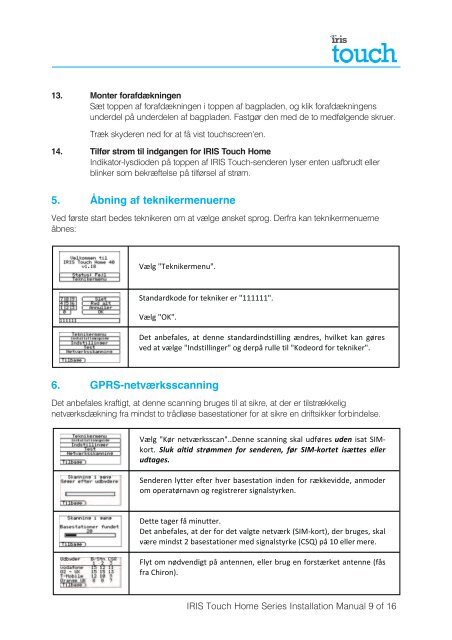 IRIS Touch Home Installation Manual - Chiron Security ...
