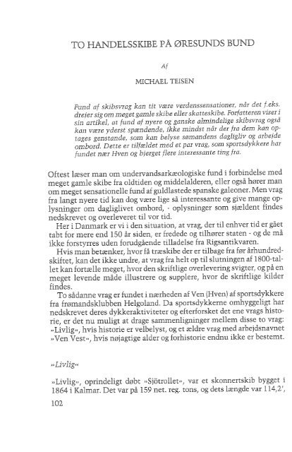 Michael Teisen: To handelsskibe på Øresunds bund, s. 102-114