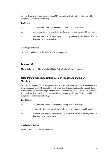 Motioner samt förbundsstyrelsens yttranden - Vision