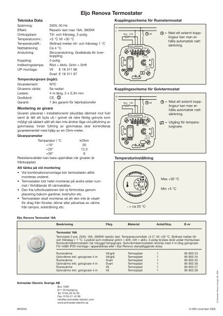 Eljo Renova - Elektroniska termostater - Schneider Electric