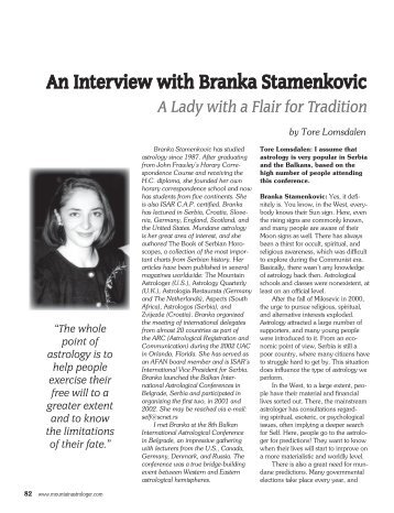 An Interview with Branka Stamenkovic - Tore Lomsdalen